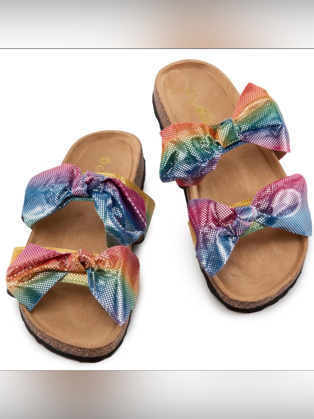 Rainbow Bow Slide Sandals